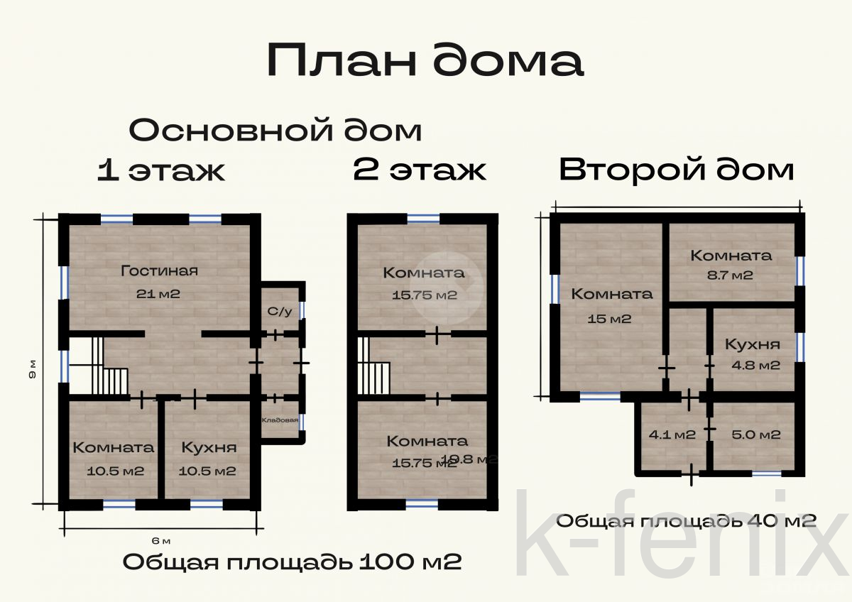 дом 100 метров, участок 13 сот
